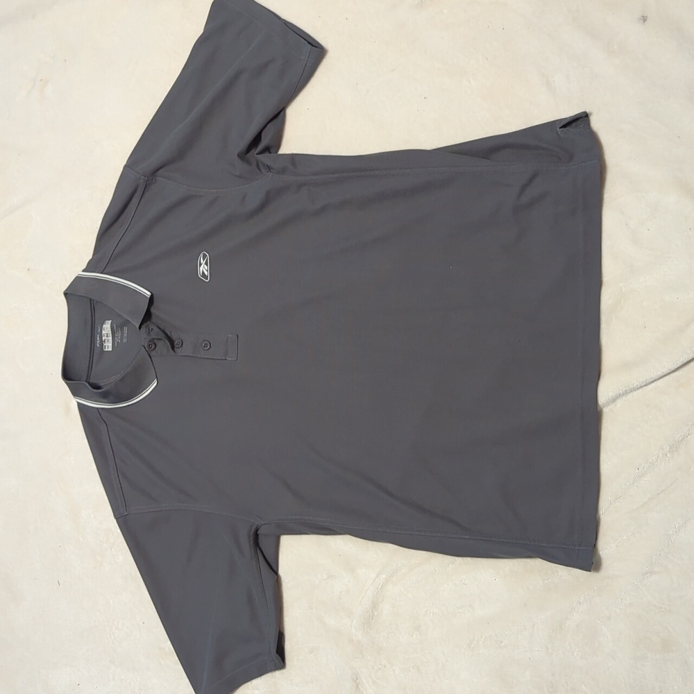 Reebok men's Gray with White Logo polo shirt size large